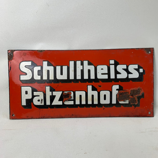 Emaille Schild Schultheiss Patzenhofer
