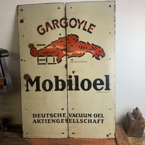 Vintage Emaille Schild Gargoyle Mobiloel