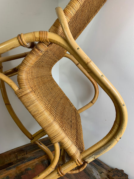 Vintage Schaukelstuhl aus Rattan und Bambus