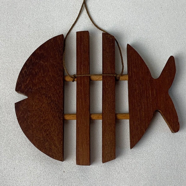 Teakholz Skulptur Design Fisch