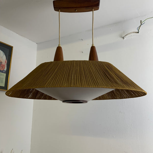 Vintage Sisal Deckenlampe von Temde