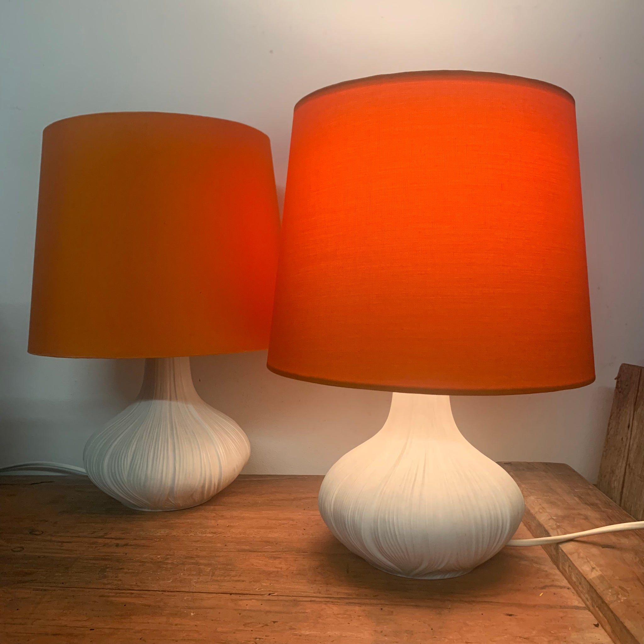 Paar vintage Nachttisch Lampen aus Biskuitporzellan von Rosenthal