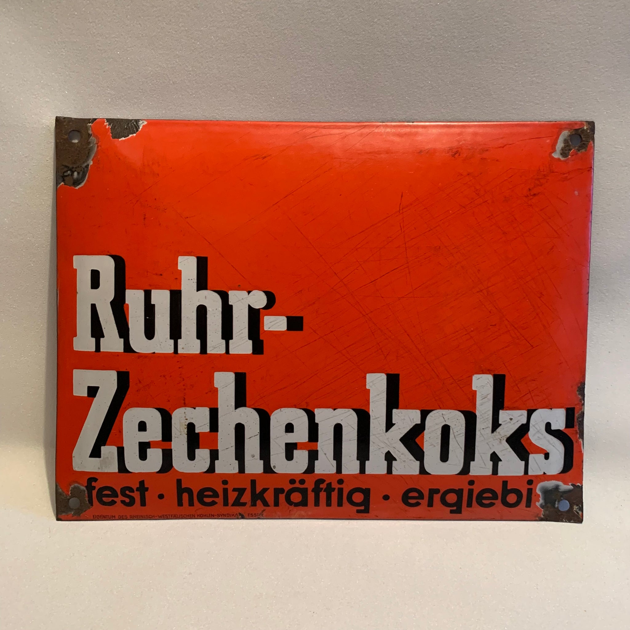 Emaille Schild Ruhr Zechenkoks