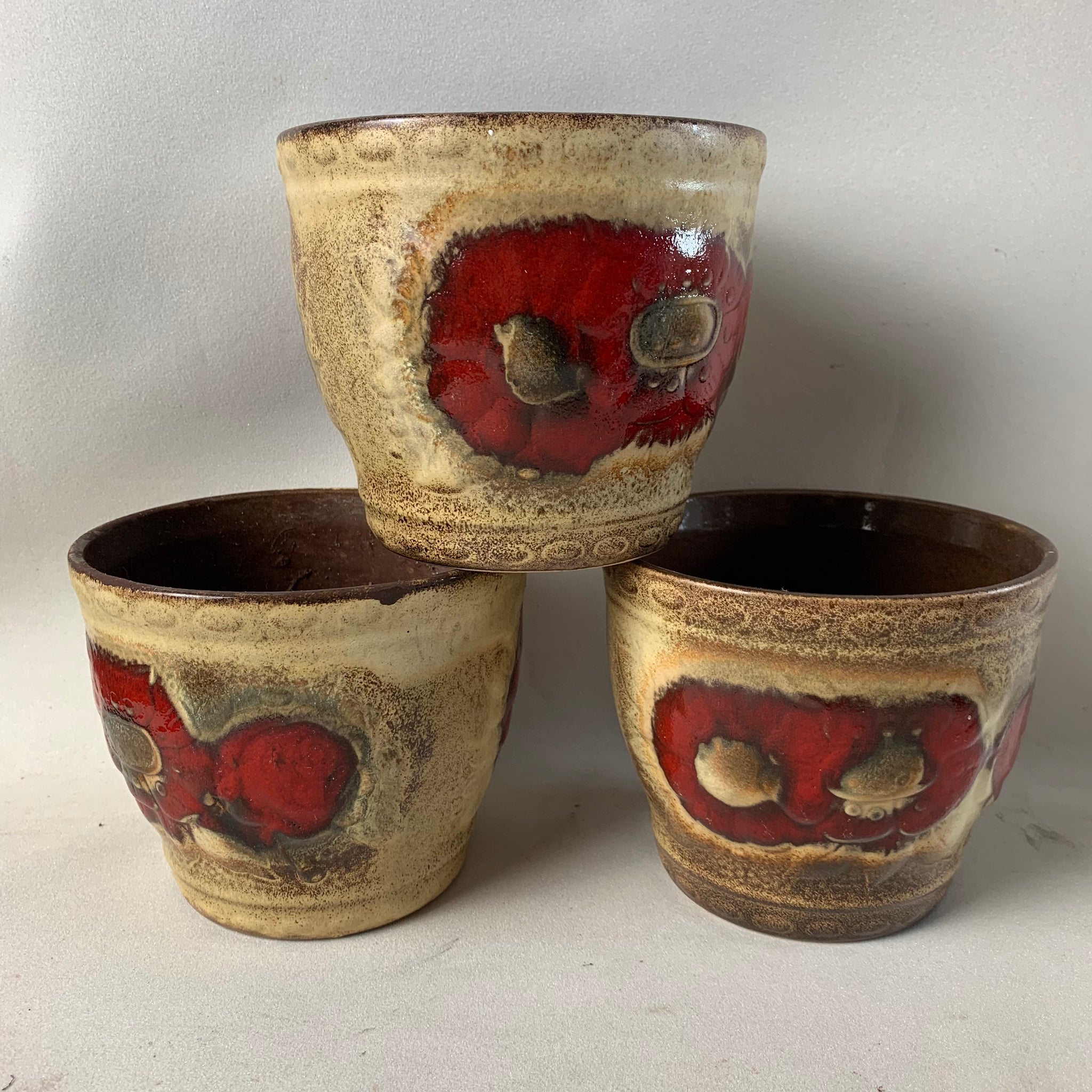 3 Keramik Blumen Übertopf von - Scheurich – 12 Shop Trödelfuchs 887 Vintage
