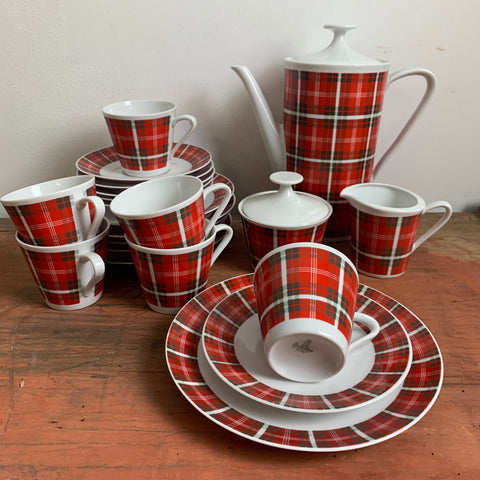 Vintage Kaffeeservice für 6 Personen von Winterling Kirchenlamitz Karo Schottenmuster