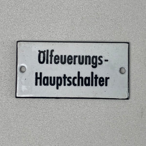 Emaille Schild Ölfeuerungs-Hauptschalter