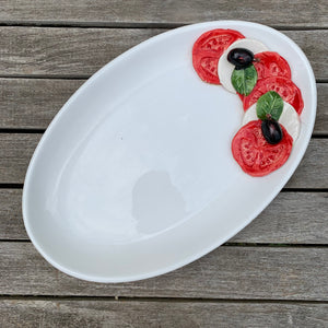 Bassano italienische Keramik Ovale mediterrane Antipastiplatte – Trödelfuchs Vintage Shop