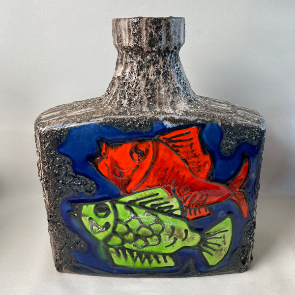 Keramik Vase von Scheurich 281-39 mit Fisch Motiv