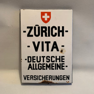 Zürich Vita Emaille Schild