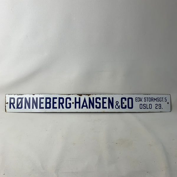 Emaille Schild Rønneberg Hansen & Co