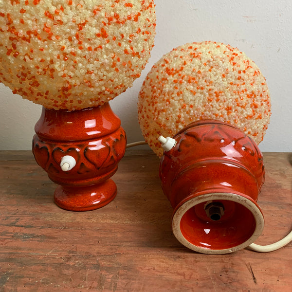 2 Granulat Keramik Kugel Nachttisch Lampen