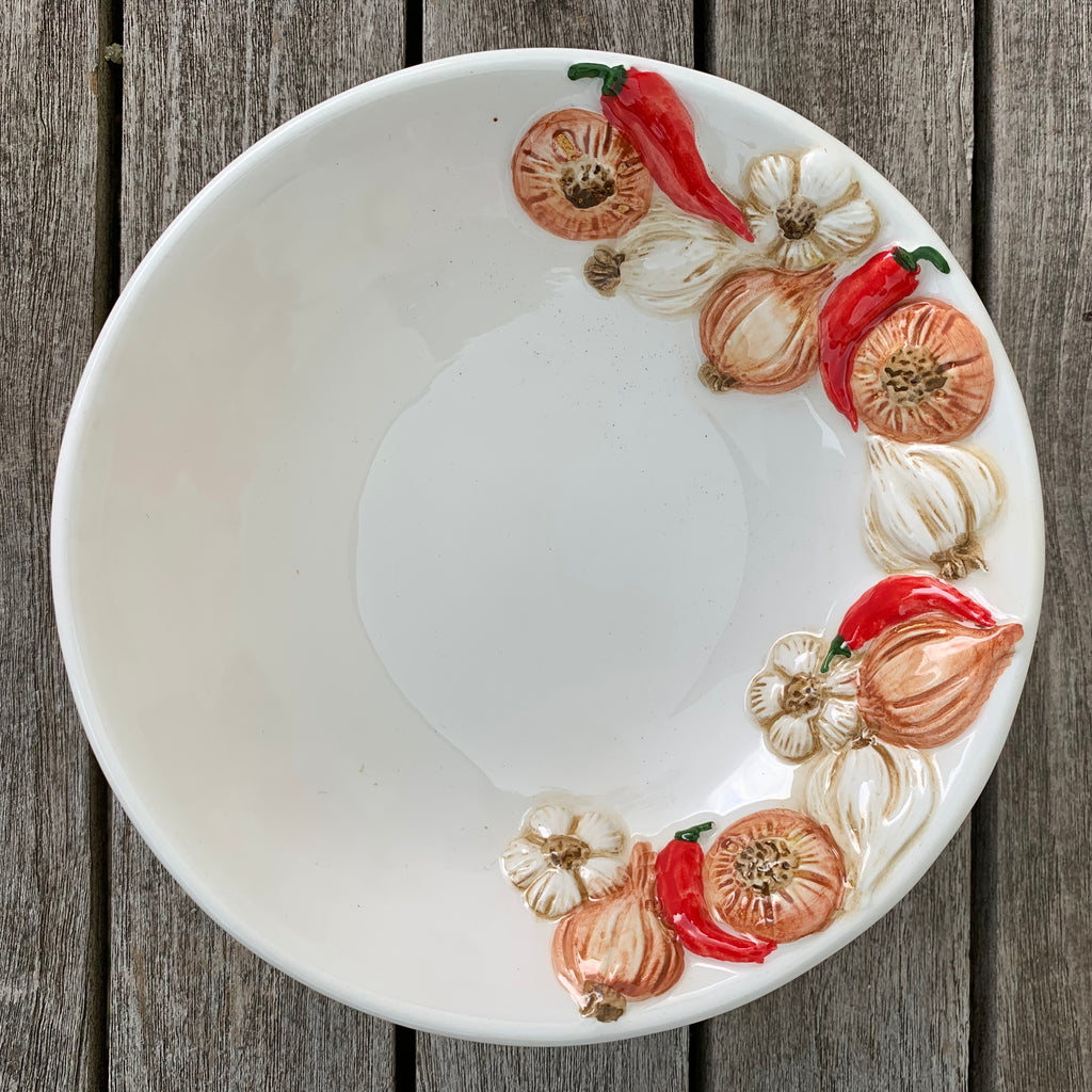 Bassano italienische Keramik runde mediterranes Antipastischale – Trödelfuchs Vintage Shop