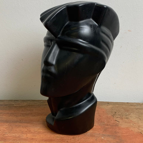 Vintage postmoderne Keramik Skulptur Kopf in schwarz