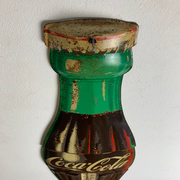 Vintage Blechschild mit Thermometer von Coca Cola