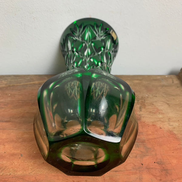 Vintage Bleikristall Vase von Nachtmann in Smaragdgrün