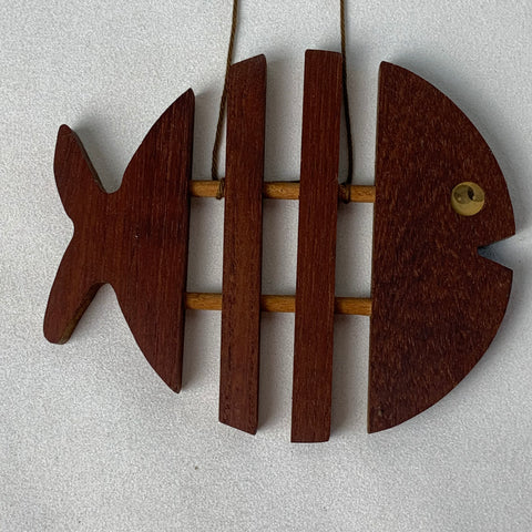 Teakholz Skulptur Design Fisch