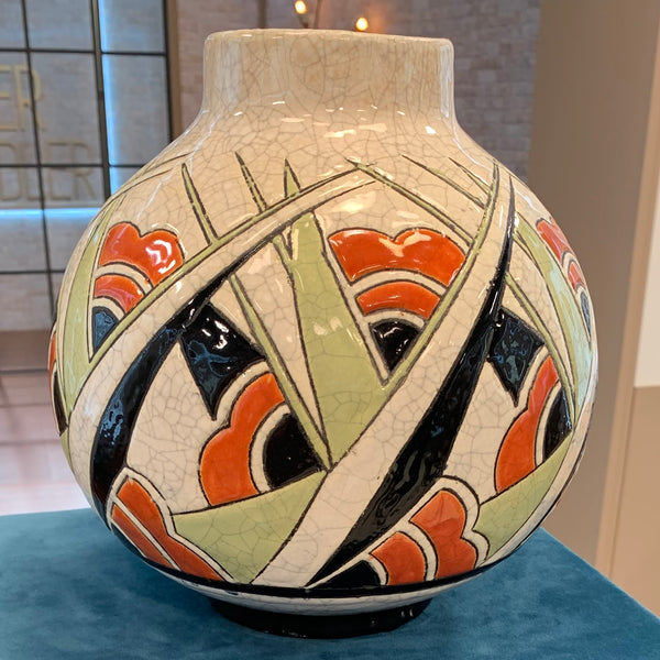 Vase aus Keramik von Boch Frères des Designers Charles Catteau Art Deco