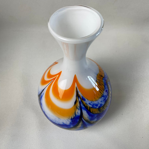 Opaline Florence Vase von Vetreria Barieri in orange blau weiß