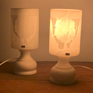 Ein paar vintage Nachttischlampen aus Alabaster
