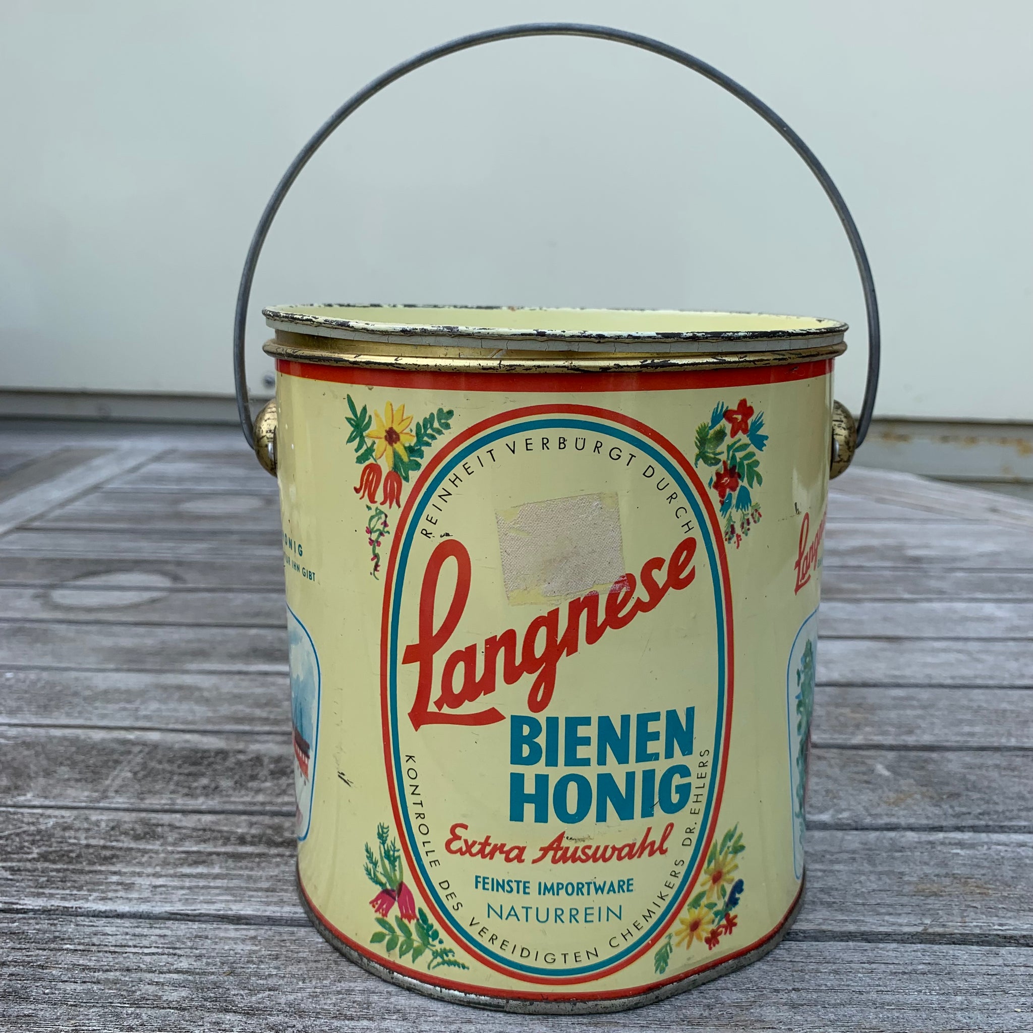 Vintage Langnese Bienenhonig Blechdose Eimer
