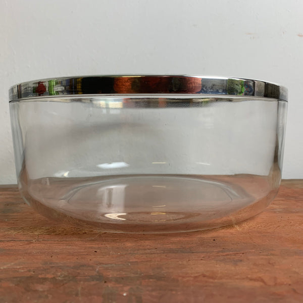 Vintage Glas Schale mit Silberrand
