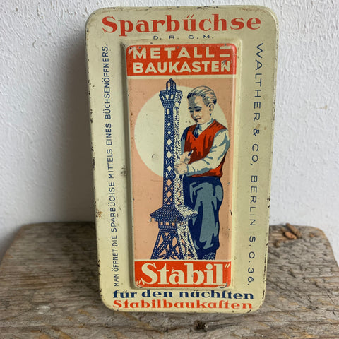 Vintage Sparbüchse Stabil Metallbaukasten