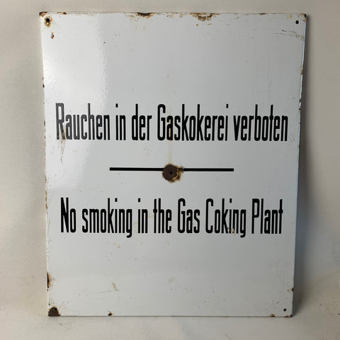Emaille Schild Rauchen in der Gaskokerei verboten