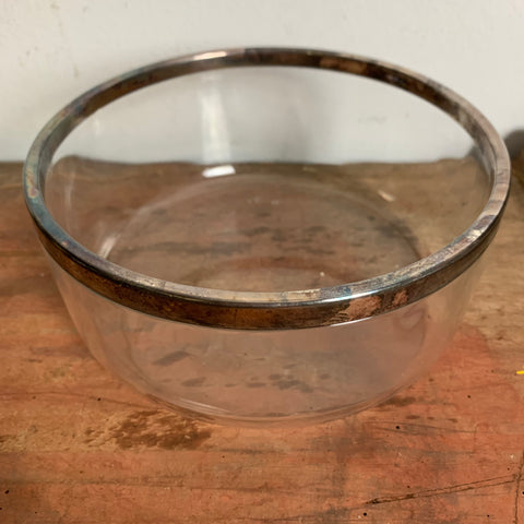 Vintage Glas Schale mit Silberrand