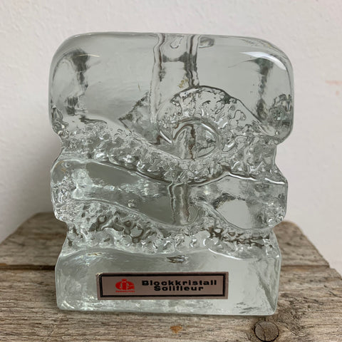 Vintage Blockkristall Solifleur Vase