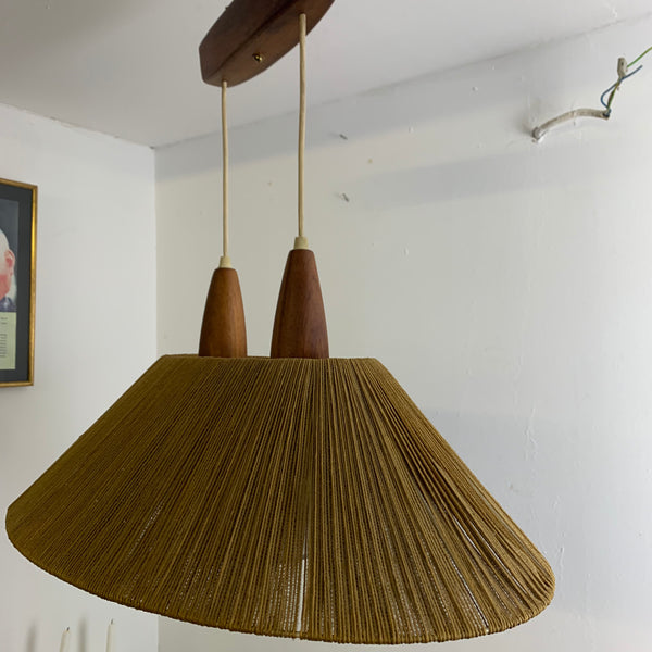 Vintage Sisal Deckenlampe von Temde